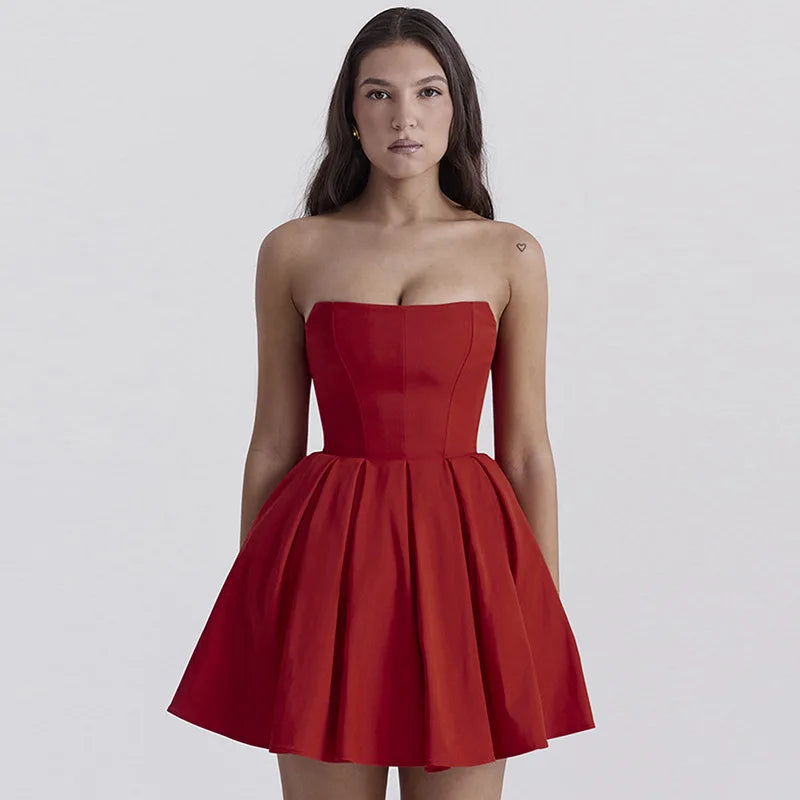 Strapless Corset Flare Mini Dress