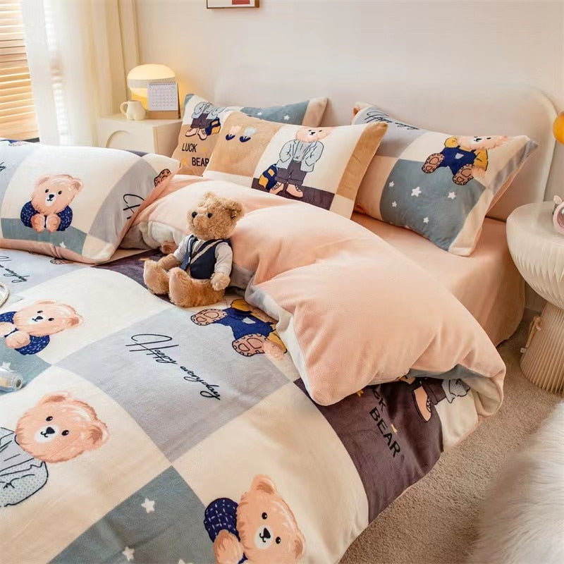 High Quality Winter Warm Thicken Super Soft Velvet Plush Duvet Cover King Queen Size Fine Coral Fleece Quilt Cover No Pillowcase