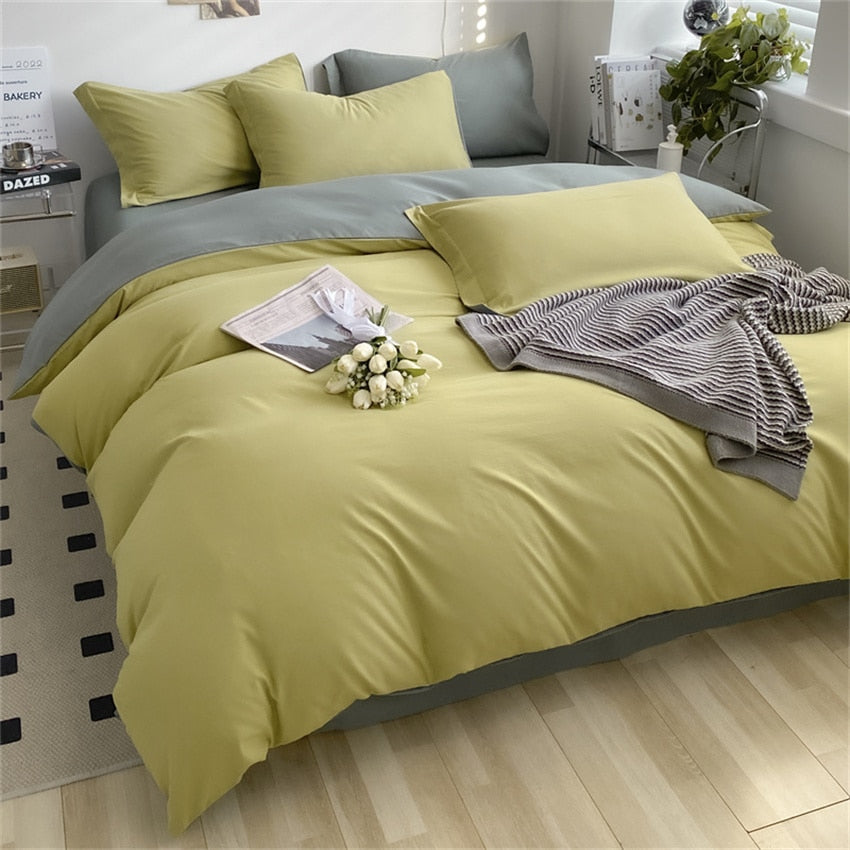 Girls Bedding Sets Kawaii Seersucker Bed Sheet Pillowcase Solid Color Duvet Cover Cute Home Decoration