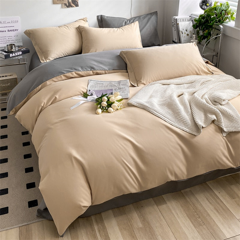 Girls Bedding Sets Kawaii Seersucker Bed Sheet Pillowcase Solid Color Duvet Cover Cute Home Decoration