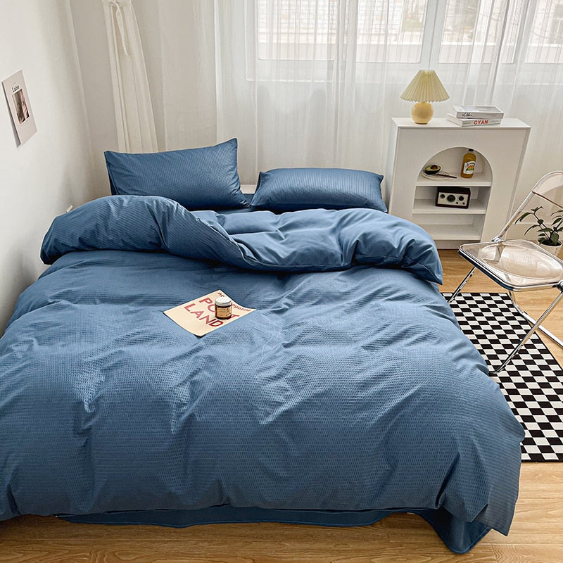 High Quality Bedding Set Skin Friendly Fabric Quilt Cover Set Single Double King Size Solid Color Duvet Cover Set