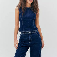 Open Back Denim Vest Top