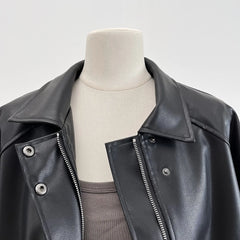 Faux Leather Zipper Over-shirt Jacket