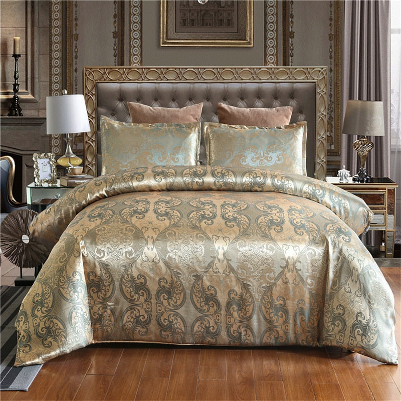 Europe and America Jacquard Luxury Bedding Set Satin Modern Luxury Bedding Sets High End rayon Wedding Duvet Cover Set Queen