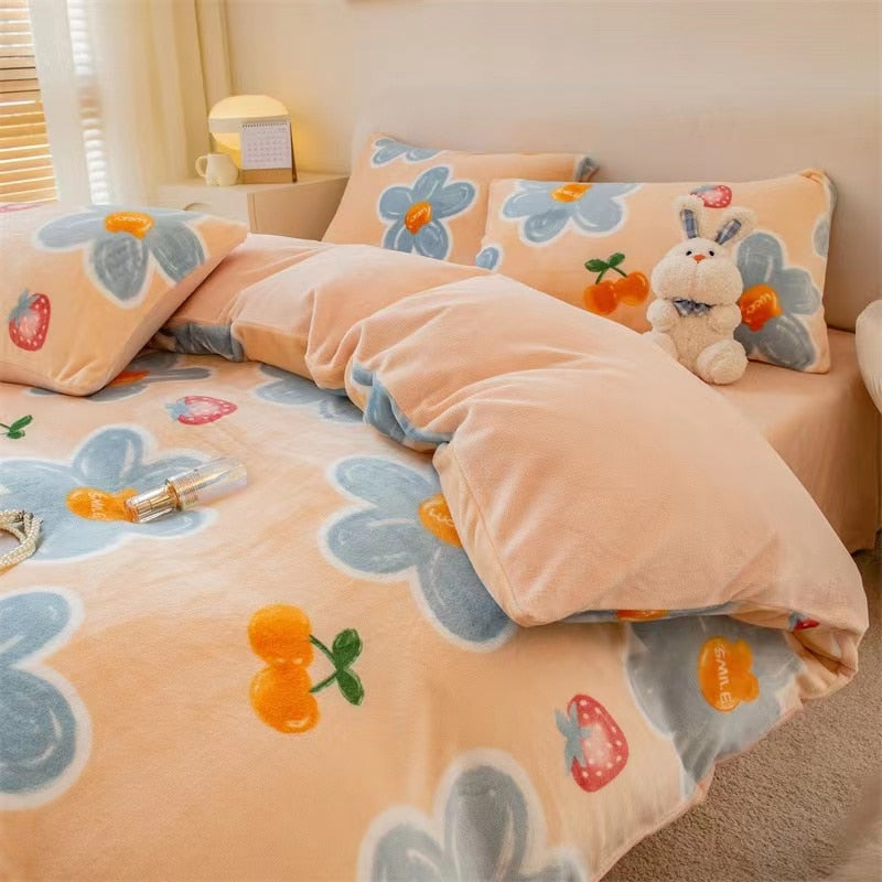 High Quality Winter Warm Thicken Super Soft Velvet Plush Duvet Cover King Queen Size Fine Coral Fleece Quilt Cover No Pillowcase