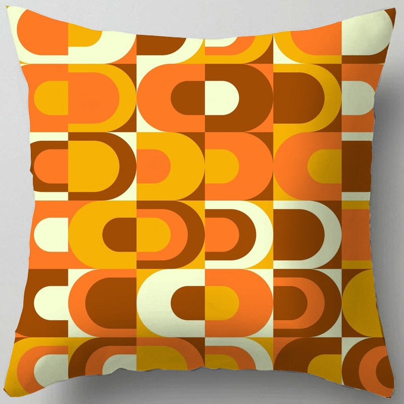 Luxury Plush Cushions Case Orange Yellow Brown Nordic Geometry Pillows Case Modern Abstract Decor Throw Pillows Home Office Sofa
