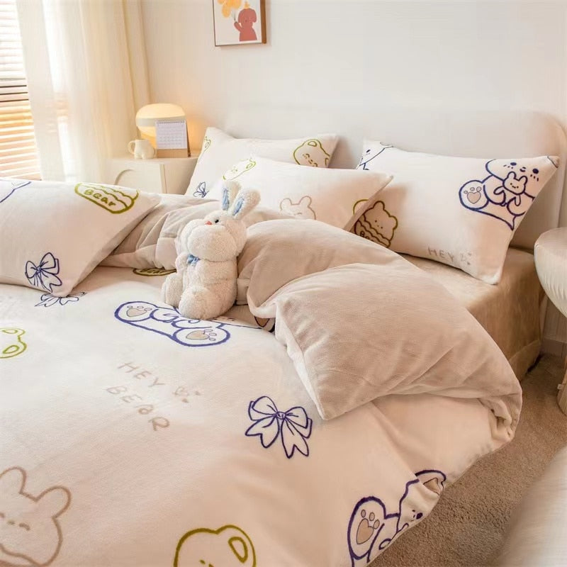 High Quality Winter Warm Thicken Super Soft Velvet Plush Duvet Cover King Queen Size Fine Coral Fleece Quilt Cover No Pillowcase