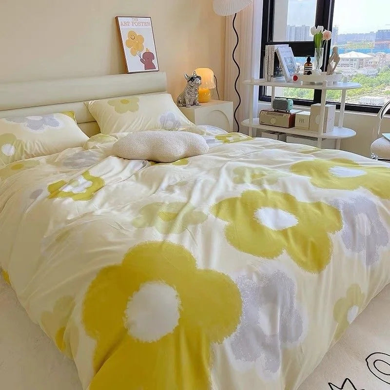 Ins Nordic Butterfly Bedding Set Flat Bed Sheet Duvet Cover Twin Full Queen Nordic Bed Linen Boy Girl Bedding Sets