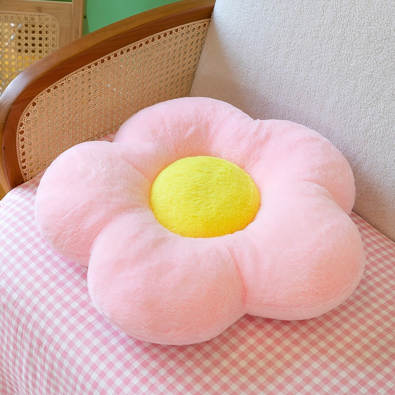 35/50cm Ins Cute Stuffed Five Petal Flower Pillow Beautiful Flower Plush Seat Cushion Sunflower Comfortable Pillow Home Decor
