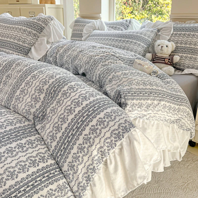 INS Princess 2025 New Style Bedding Sets Sweat Bow Quilt Cover Romantic Bedclothes Decor Woman Bedroom Duvet Cover Set 4pcs