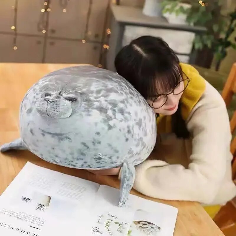 20CM Angry Blob Seal Pillow Chubby 3D Novelty Sea Lion Doll Plush Stuffed Toy Baby Sleeping Throw Pillow Gifts for Kids Girls
