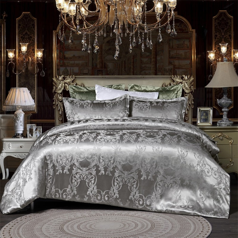 Europe and America Jacquard Luxury Bedding Set Satin Modern Luxury Bedding Sets High End rayon Wedding Duvet Cover Set Queen