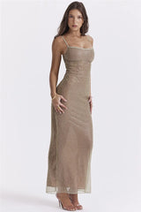 Sequin Spaghetti Strap Midi Dress