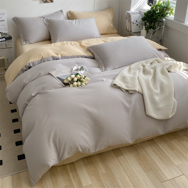 Girls Bedding Sets Kawaii Seersucker Bed Sheet Pillowcase Solid Color Duvet Cover Cute Home Decoration