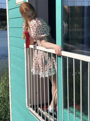 Floral Printed Pink Puff Sleeve Mini Dress