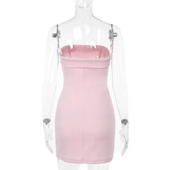 Strapless Pink Bodycon Suit Mini Dress