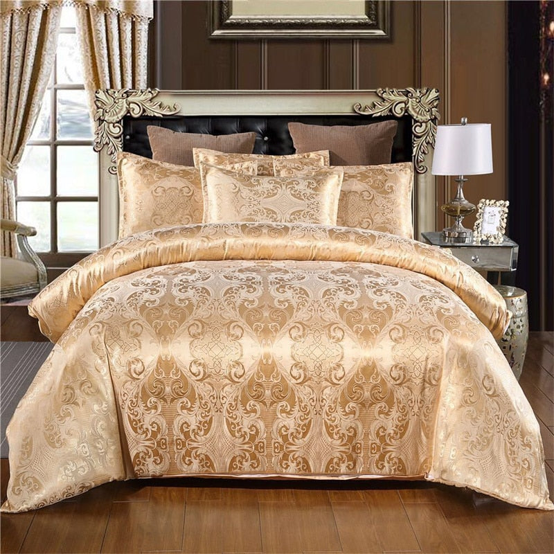 Europe and America Jacquard Luxury Bedding Set Satin Modern Luxury Bedding Sets High End rayon Wedding Duvet Cover Set Queen