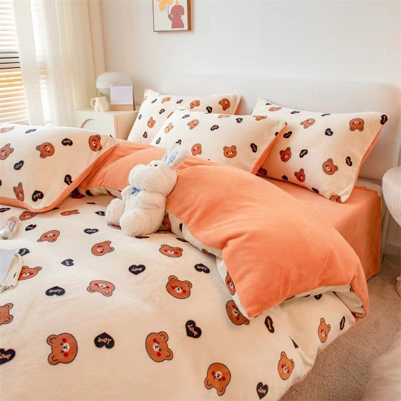 High Quality Winter Warm Thicken Super Soft Velvet Plush Duvet Cover King Queen Size Fine Coral Fleece Quilt Cover No Pillowcase