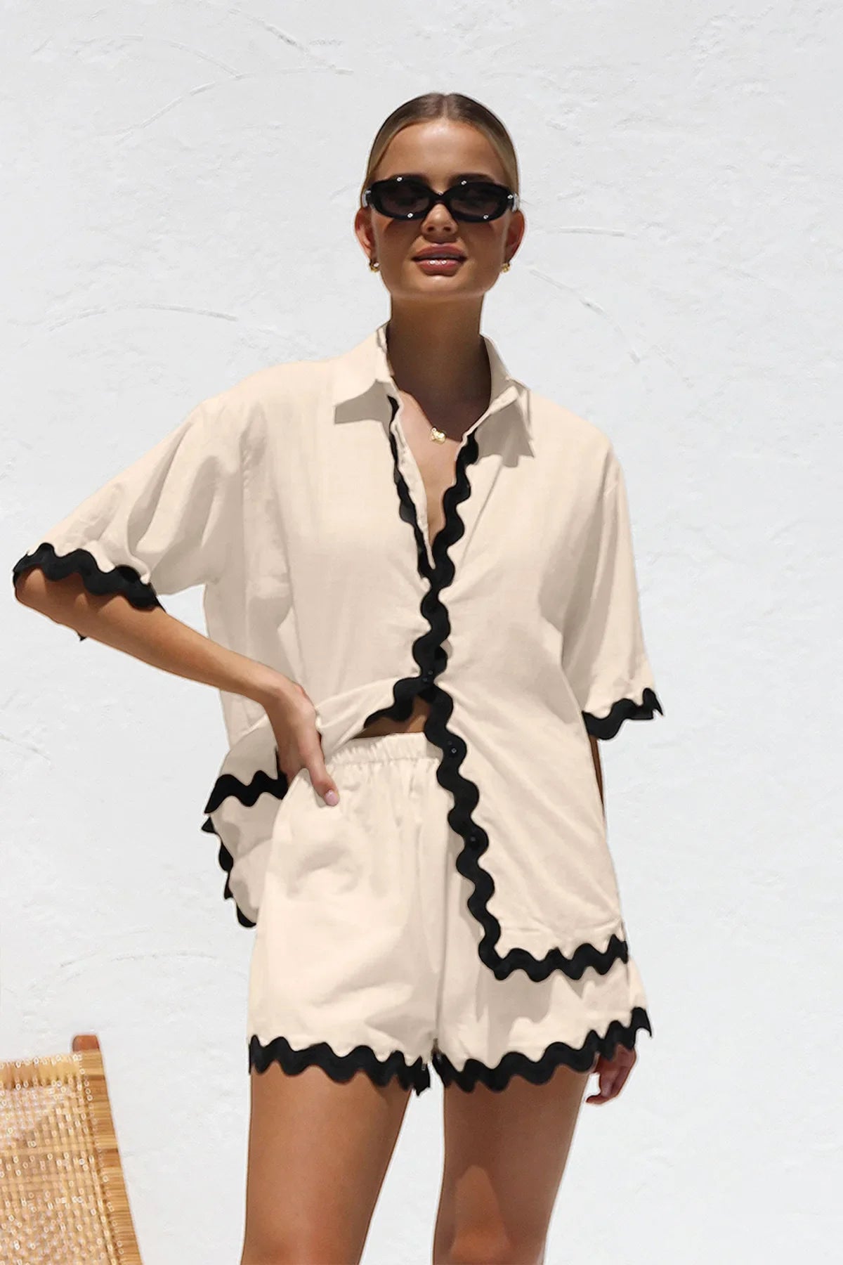 Zic Zac Patchwork Shirt And Shorts Set