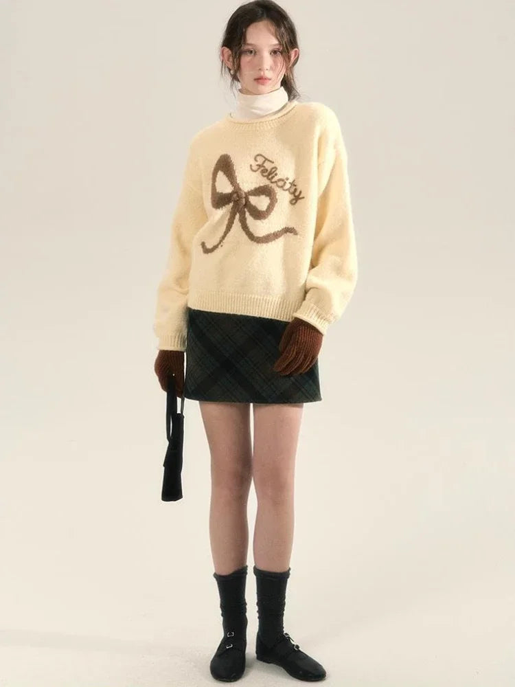 Embroidery Bow Sweater