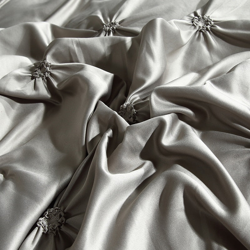 Rayon Pinch Pleated King Size Duvet Cover Set Luxury Full Twin Bedding Set Queen Pleat Single Double Bedding Sets Satin Bed Sets