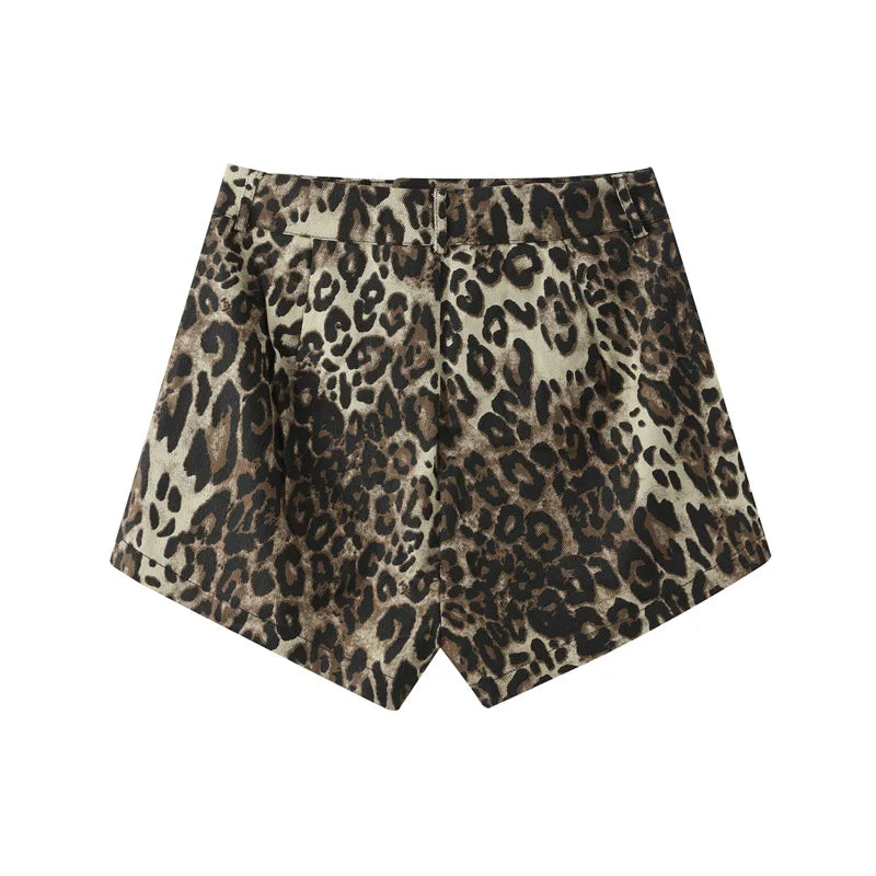 Leopard Print High Waist Shorts