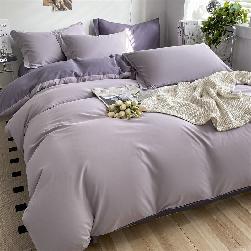 Girls Bedding Sets Kawaii Seersucker Bed Sheet Pillowcase Solid Color Duvet Cover Cute Home Decoration