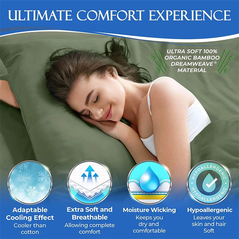 Organic Bamboo Bedding Set Bed Sheet Sets Fitted Sheets Flat Sheet Pillowcase Luxury Double Queen King Size Bedsheet