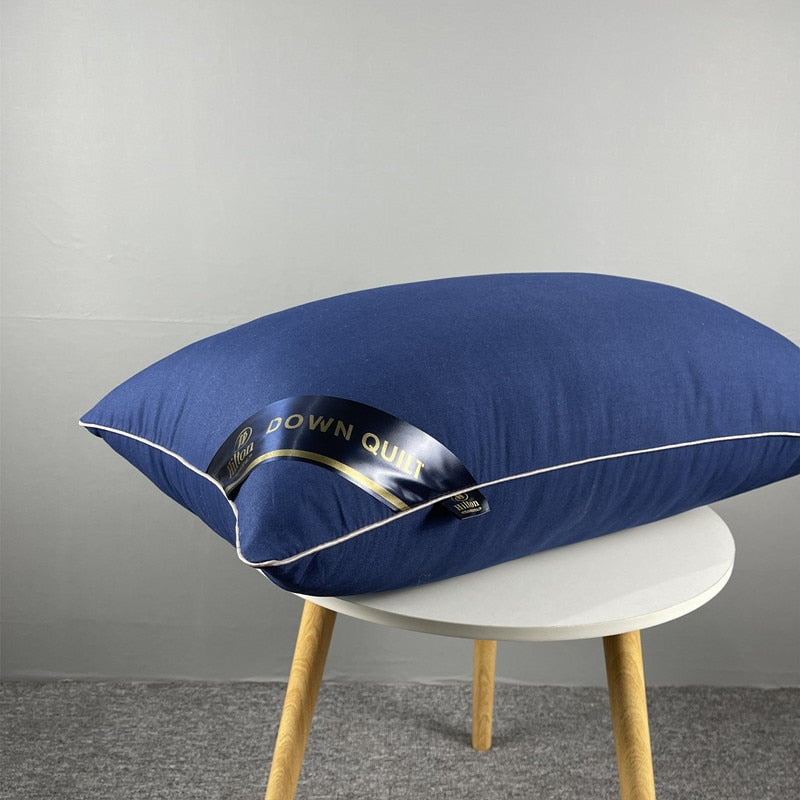 100% Cotton Pillow Bedroom Bed Sleep Cervical Pillow Middle-high Pillow Core Frosted Thickened Machine Wash Quilt Cover White
