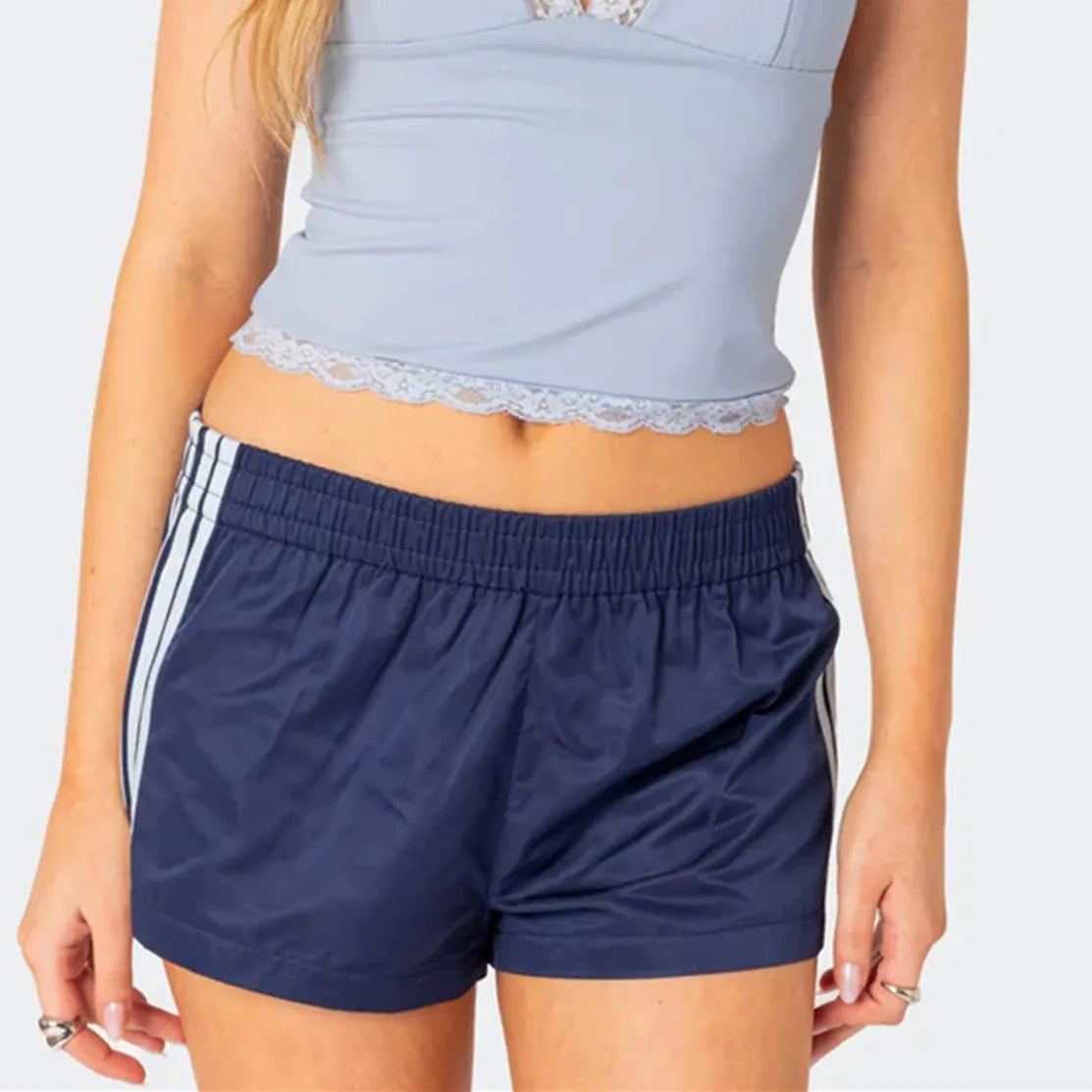 Striped  Elastic Sweat Shorts