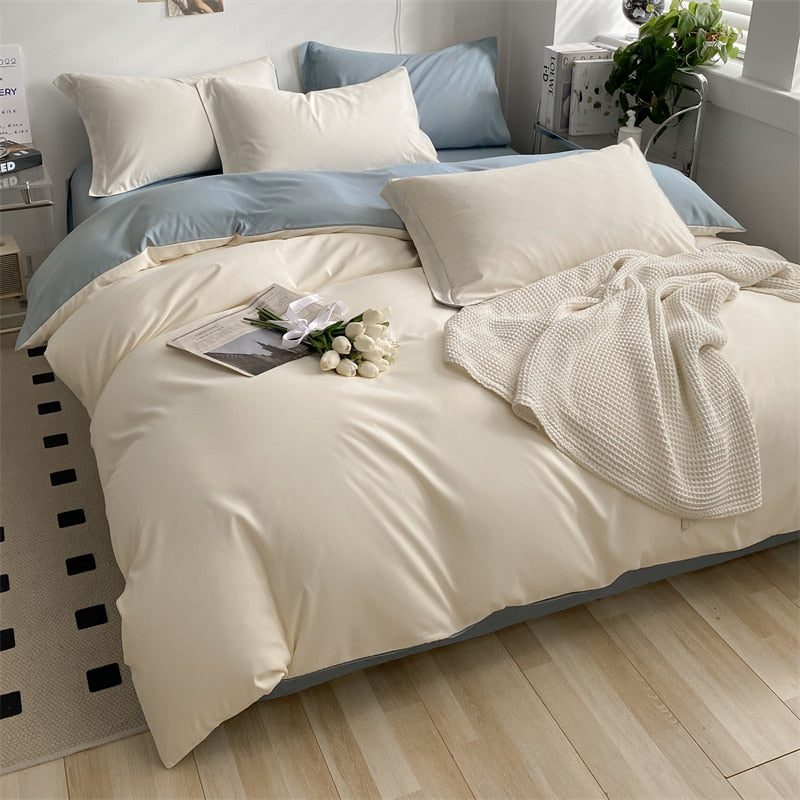 Girls Bedding Sets Kawaii Seersucker Bed Sheet Pillowcase Solid Color Duvet Cover Cute Home Decoration