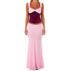 Floral Lace-up Corset Top & Mermaid Skirt Set - High Street Style
