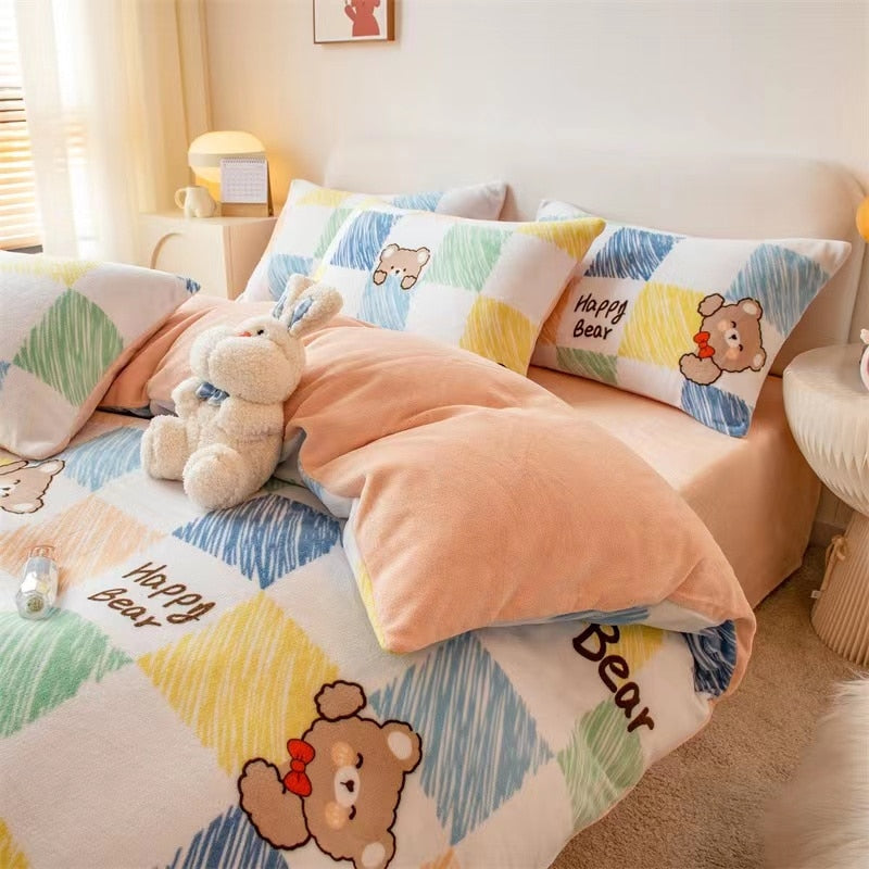 High Quality Winter Warm Thicken Super Soft Velvet Plush Duvet Cover King Queen Size Fine Coral Fleece Quilt Cover No Pillowcase