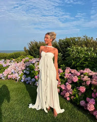 Ruffles Scarf Collar Long Dress