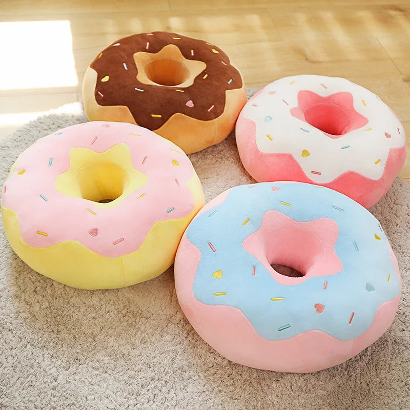 Candy Colors Donut Plush Pillow Floor Chair Round Sitting Seat Cushion Soft Creative Snack Food Throw Pillow For Kids Birthday