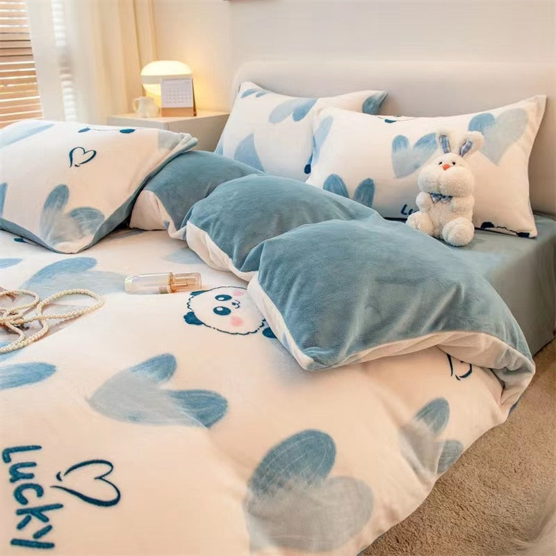 High Quality Winter Warm Thicken Super Soft Velvet Plush Duvet Cover King Queen Size Fine Coral Fleece Quilt Cover No Pillowcase
