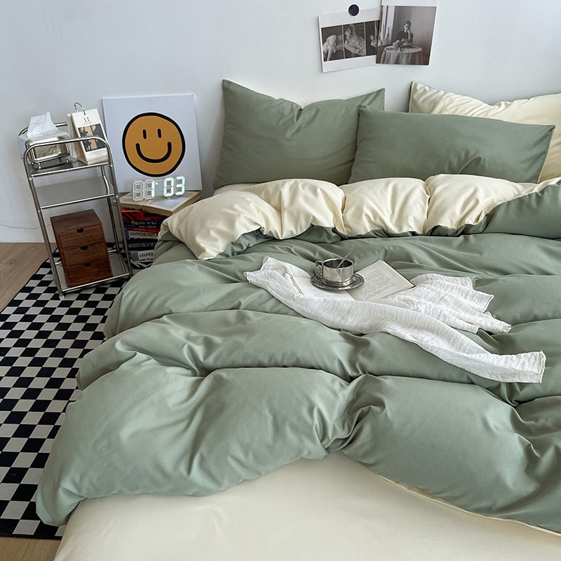 Solid Color Duvet Cover Set Single Double King Size Quilt Cover Set  Bed Hotel Home Skin Friendly Fabric Bedding Sets