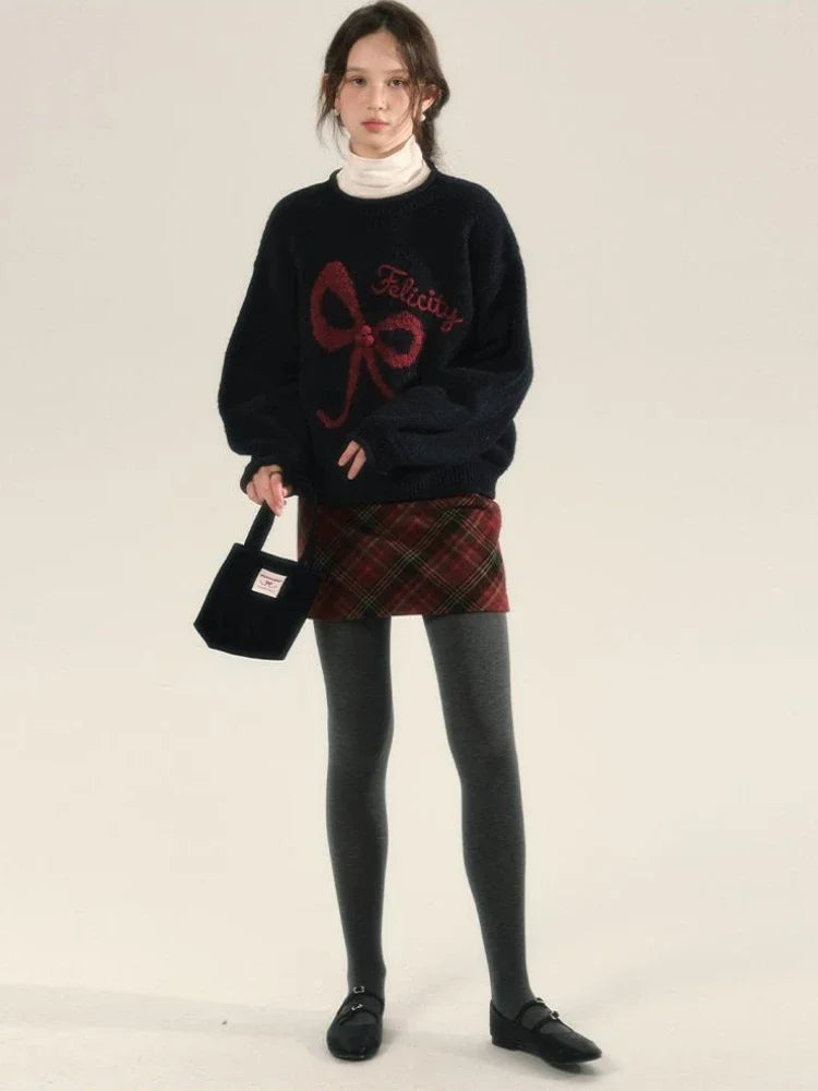 Embroidery Bow Sweater