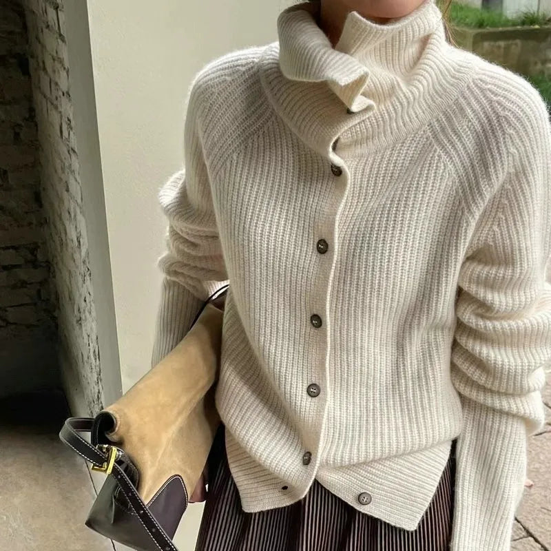 Franchesca Woolen Turtleneck Cardigan