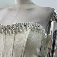 Diamond Strapless Large Bow Corset Top And Mini Skirt Set