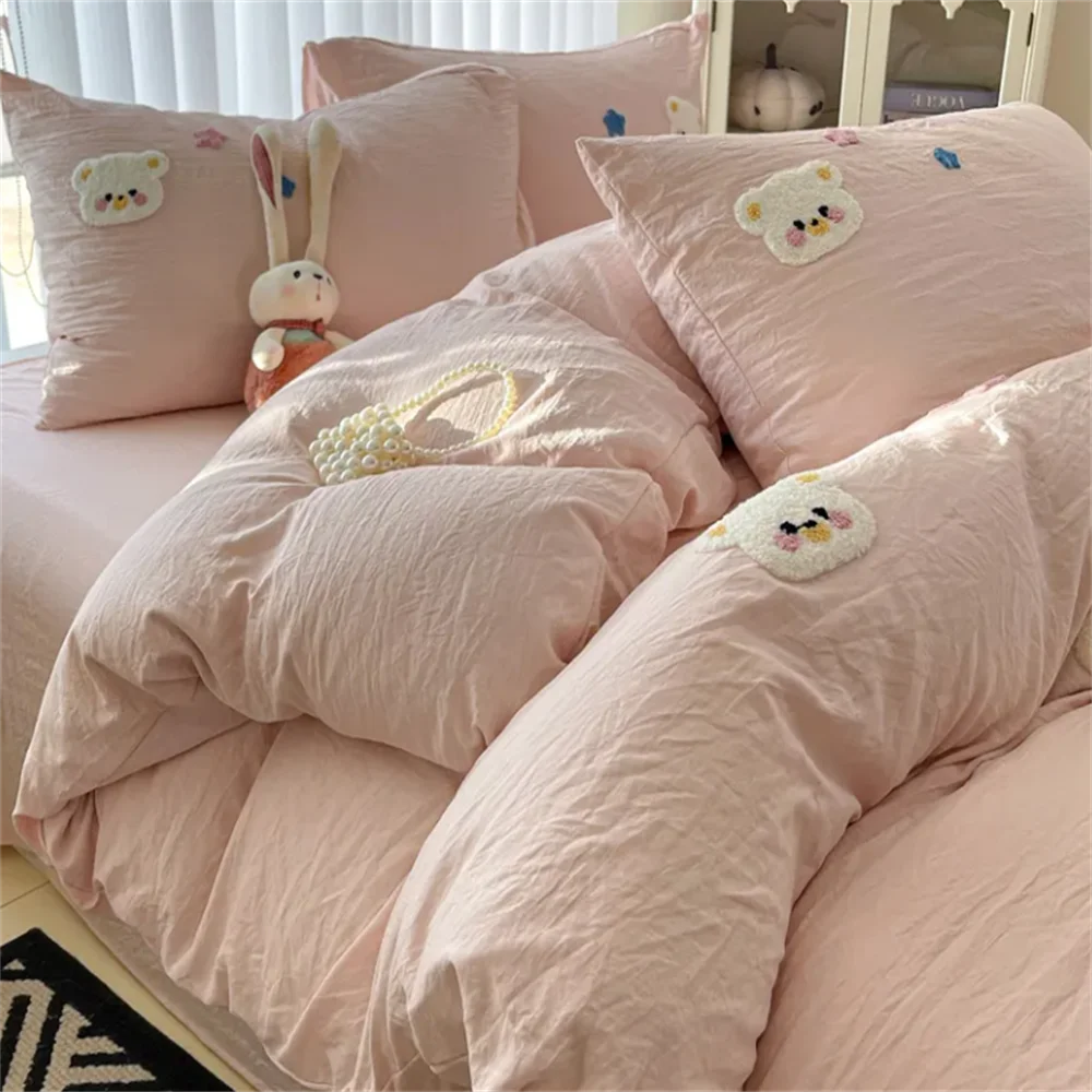 INS Style Bedding Sets Quilt Cover Sets Romantic Bedclothes Decor Woman Girls Bedroom Duvet Cover Sets 4pcs