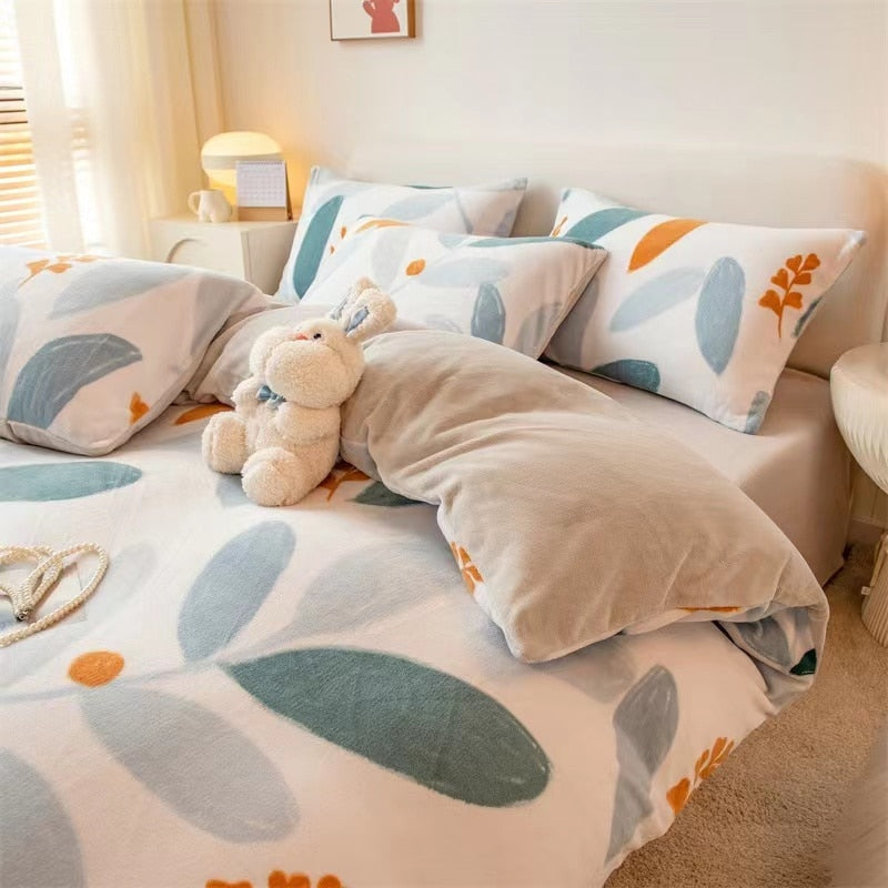 High Quality Winter Warm Thicken Super Soft Velvet Plush Duvet Cover King Queen Size Fine Coral Fleece Quilt Cover No Pillowcase