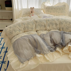 Cream Feng Shui Wash Cotton Lace Bed Set Four Piece Princess Style Retro Quilt Cover Bed Sheet Non All Cotton Bedding