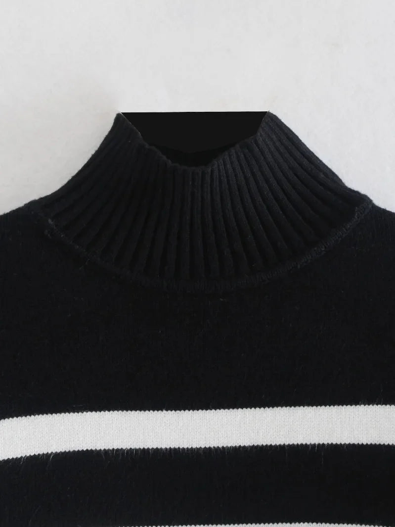 Madisyn Stripe Oversize Turtleneck Sweater