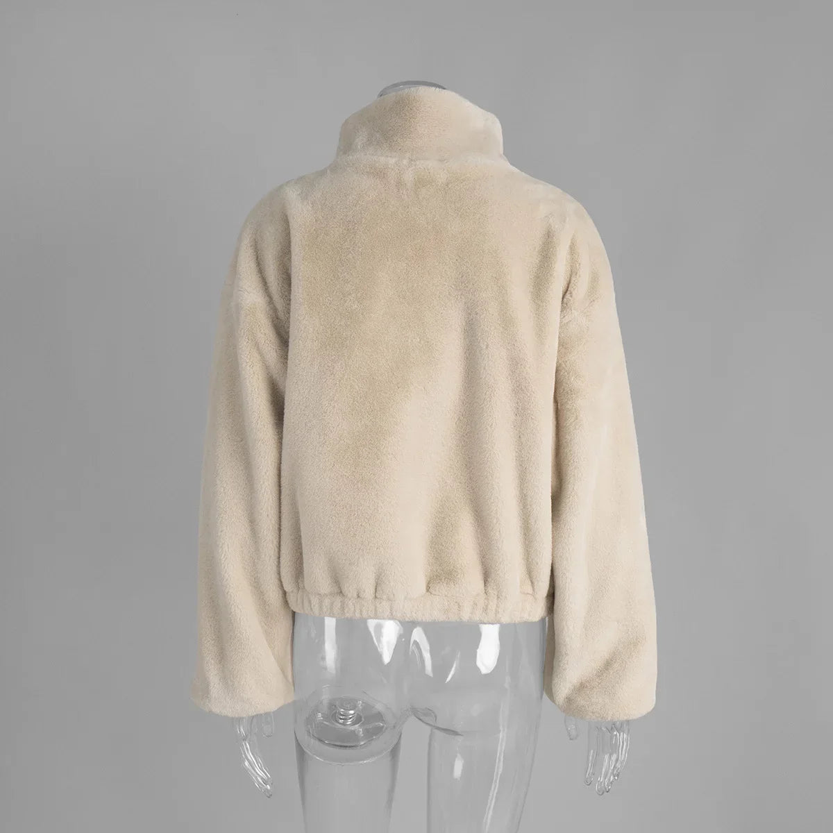 Teddy Faux Fur Zipper Crop Jacket