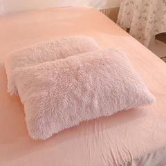 Winter Warm Blue Bedding Set Soft Plush Kawaii Mink Velvet Queen Duvet Cover Set Sheets Pillowcase Single Double Bedding Sets