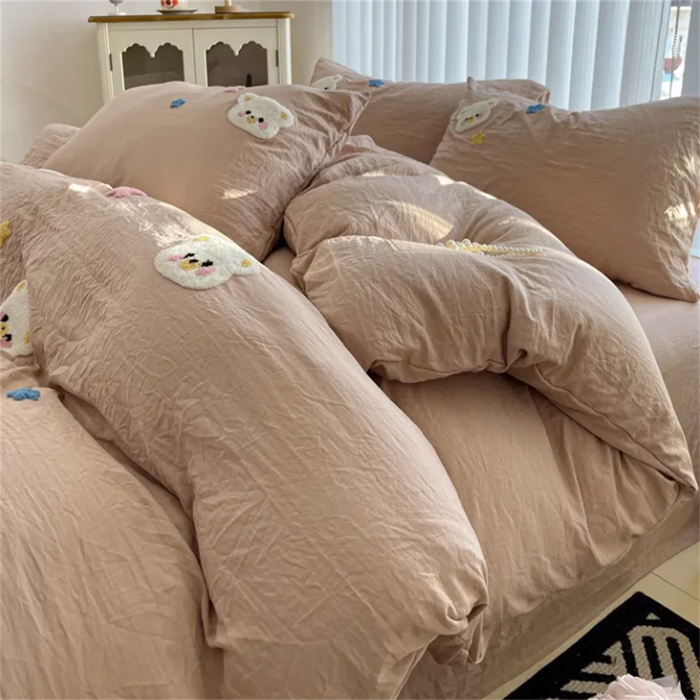 INS Style Bedding Sets Quilt Cover Sets Romantic Bedclothes Decor Woman Girls Bedroom Duvet Cover Sets 4pcs