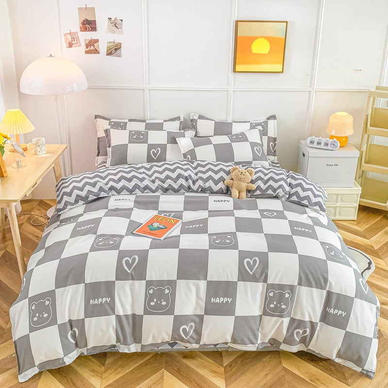 Strawberry Bedding Set Double Sheet Soft 3/4pcs Bed Sheet Set Duvet Cover Queen King Size Comforter Sets For Home For Child