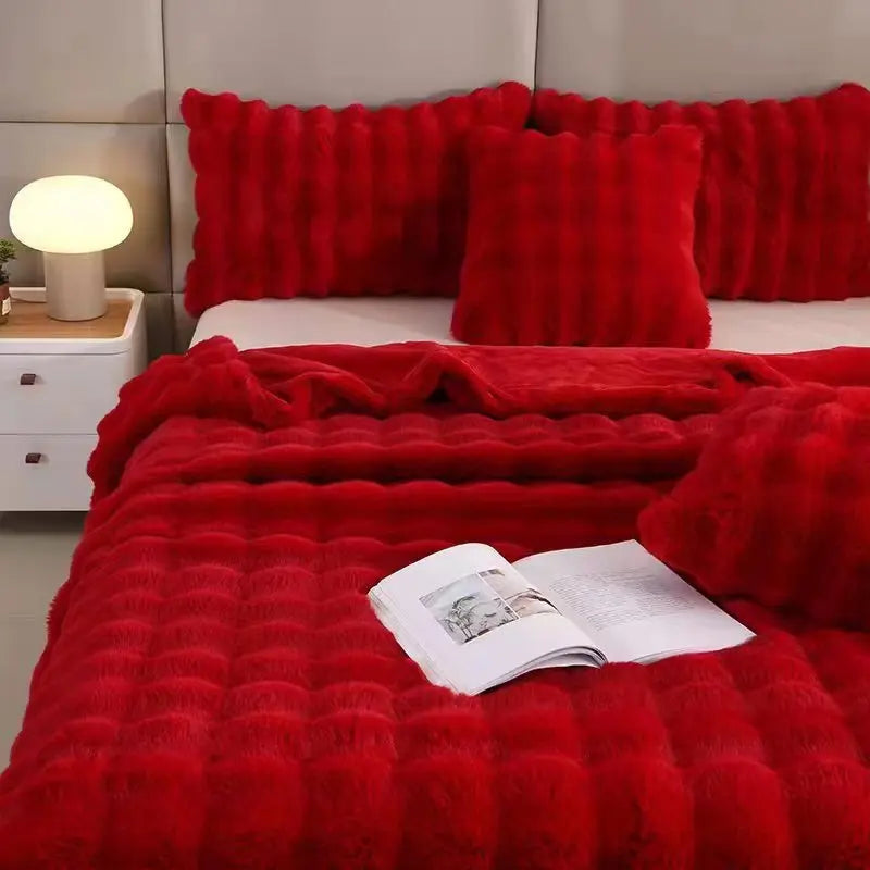 Imitation Rabbit Fur Plush Blanket, Throw Blanket, Warm, Super Comfortable, Bed, Luxury, Warm, Sofa Cover, 130x160cm, Winter