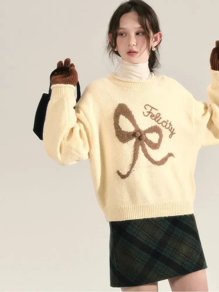 Embroidery Bow Sweater